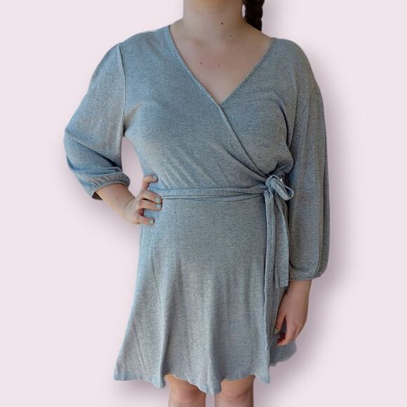 🌼4/$30 Gap Grey Long Sleeve Wrap Dress XXLarge - Picture 8 of 8